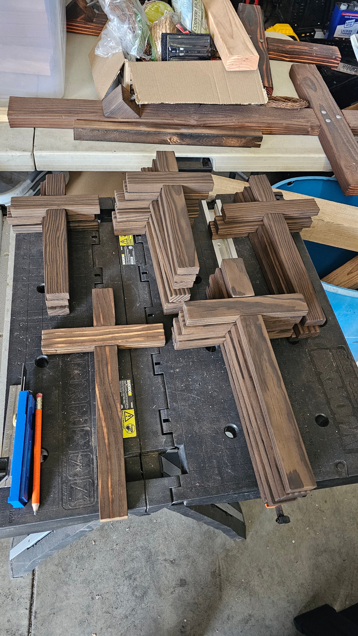 "12-Inch Handcrafted Tabletop Cross – Charred Finish with Nails & Rope Details"